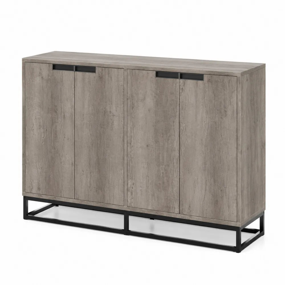 Credenza Legno Composito Base Metallo Grigia