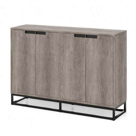 Credenza Legno Composito Base Metallo Grigia