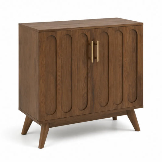 Credenza in legno con maniglie in metallo, Noce