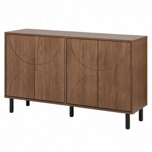 Credenza in legno di noce con gambe in acciaio