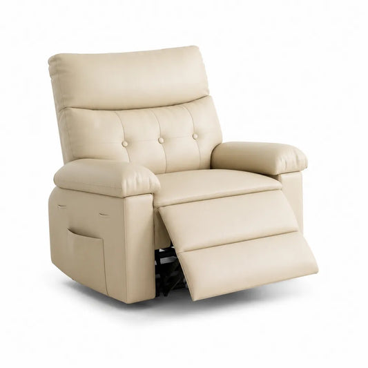 Poltrona Reclinabile in Pelle Sintetica Beige