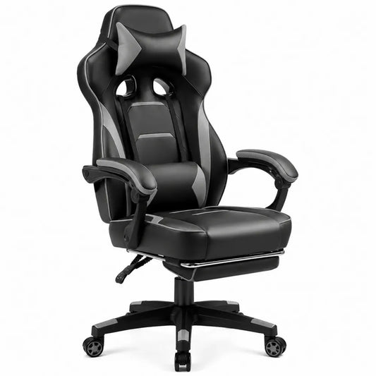 Sedia da ufficio ergonomica in pelle PU Nero/Grigio